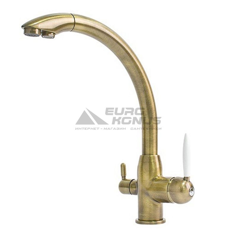 FABIANO Смеситель для кухни на две воды двухрычажный FKM 31.2 Brass-Antique (8231.403.0534)